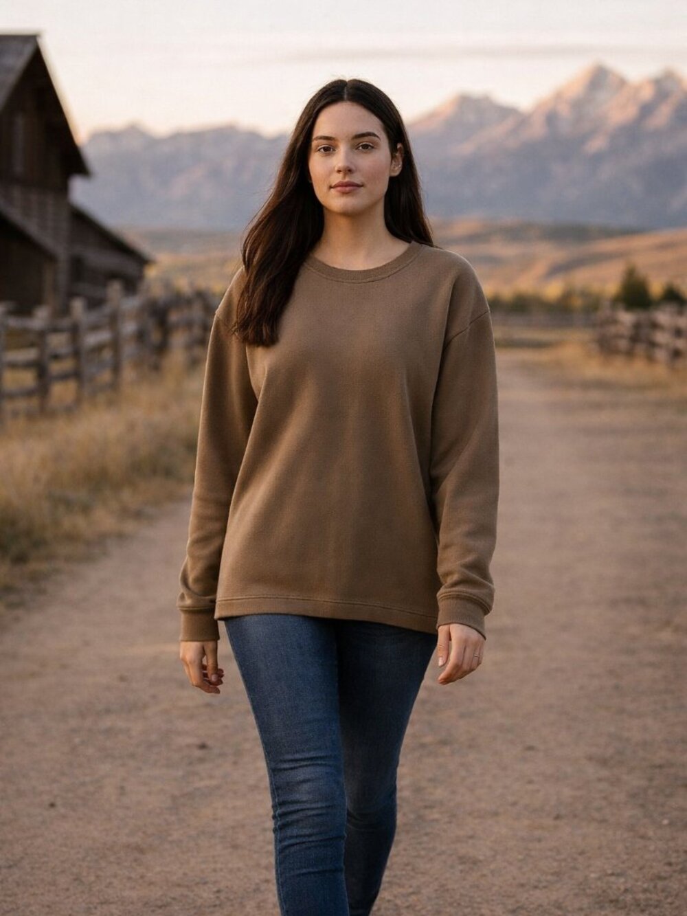 Liz Claiborne Tan Oversized Terrycloth Western‎ Barn Preppy Sweatshirt Women XL